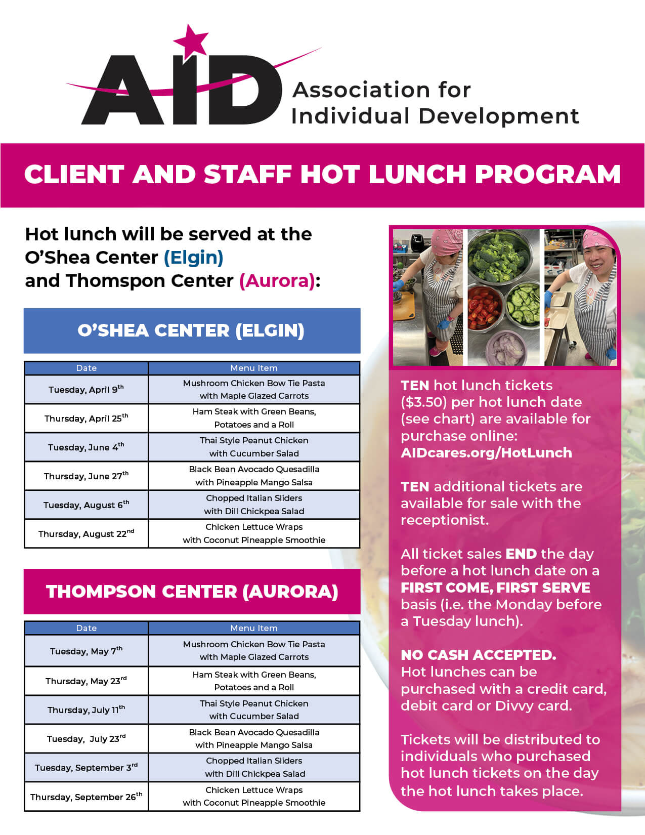 Client and Staff Hot Lunch Program