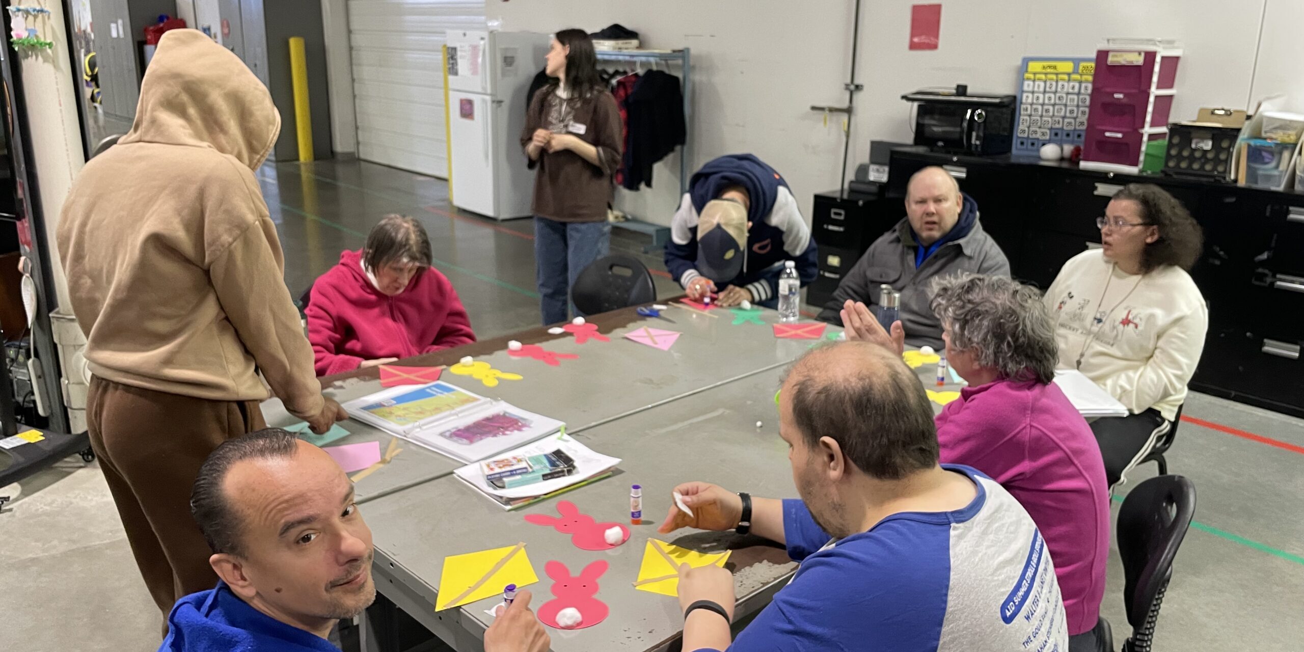 Individuals doing crafts