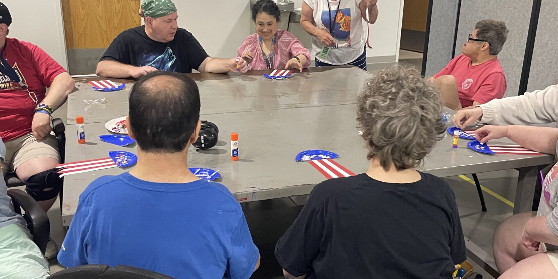 Individuals doing crafts and activities